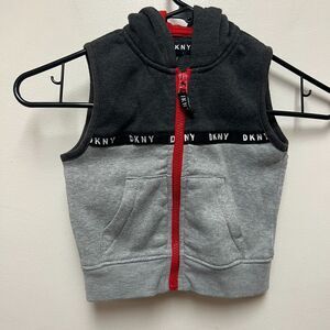 Toddler Boy Gray Sleeveless Hoodie DKNY 3T Sweatshirt Shine Logo